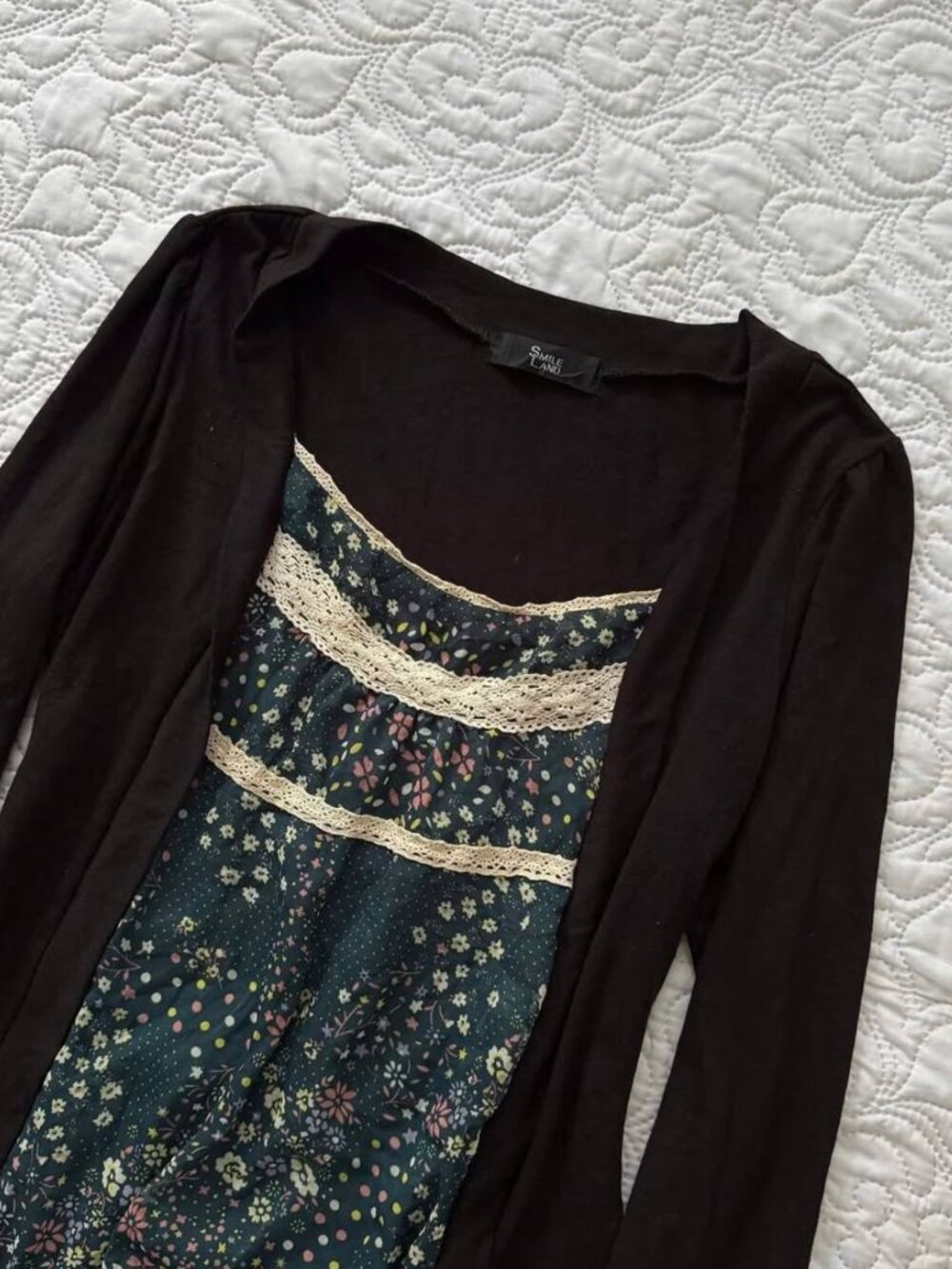 Sweet Lane Floral Layered Dress with Cardigan - Picture 2 of 4